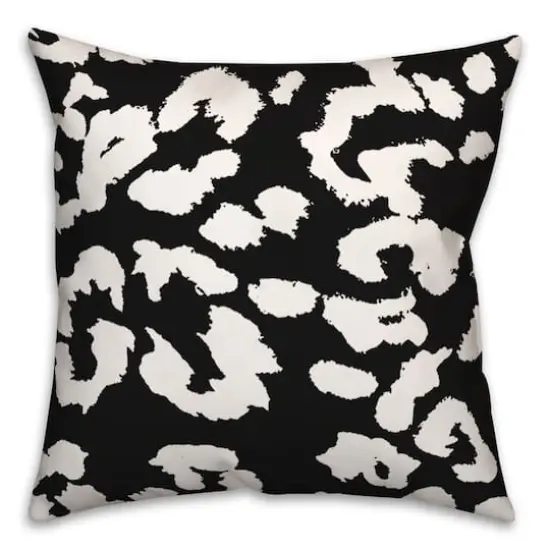 18" x 18" Leopard Print Indoor/Outdoor Throw Pillow Black/White {1}