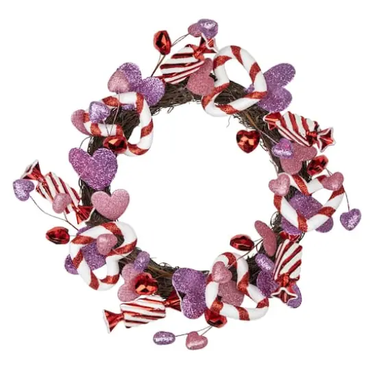 16" Pink & Purple Valentine's Day Candies & Hearts Wreath {1}