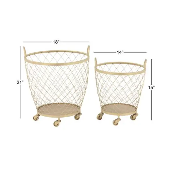 Modern Gold Metallic Rolling Basket Set {8}