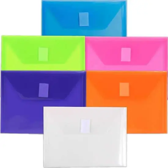 JAM Paper 5.5" x 7.5" Plastic Hook & Loop Closure Envelopes, 6ct. {1}
