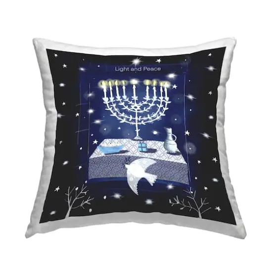 Stupell Industries Light & Peace Hanukkah Menorah Pillow {1}