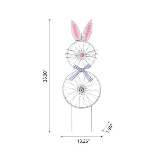 Glitzhome&reg; 38" Easter Wheel Bunny Metal D&eacute;cor {9}