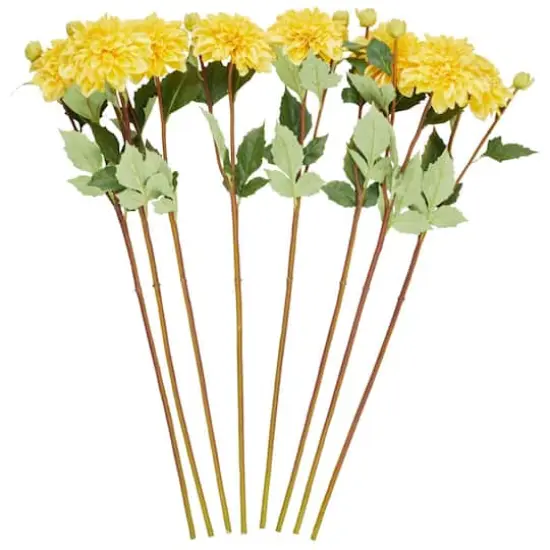 30" Yellow Dahlia Artificial Flower Stem, 8ct. {1}