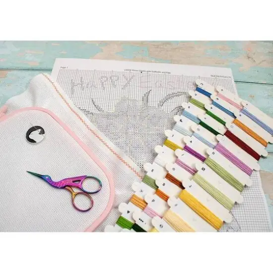 LetiStitch Three Chicks with Daffodils & Egg Counted Cross Stitch Kit {9}