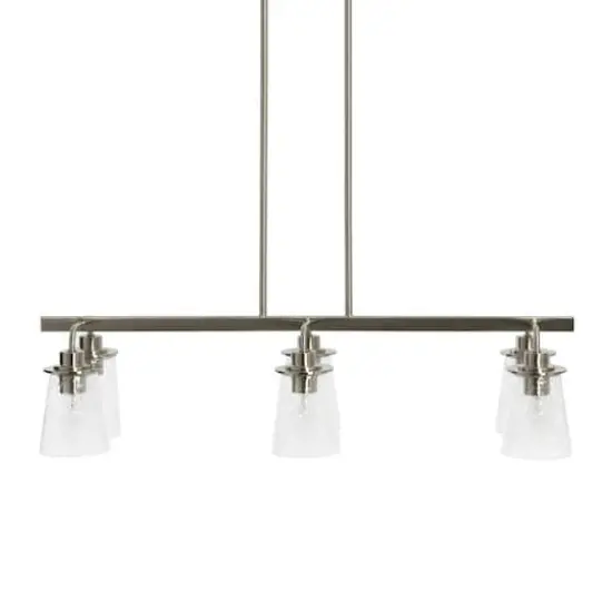 Hello Honey&reg; Robert Stevenson Lighting Jameson Metal & Seedy Glass 6-Light Linear Chandelier Brushed Nickel {1}
