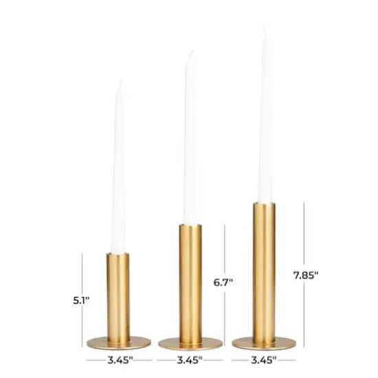 Gold Stainless Steel Slim Minimalistic Taper Candle Holder with Rounded Base Set {5}