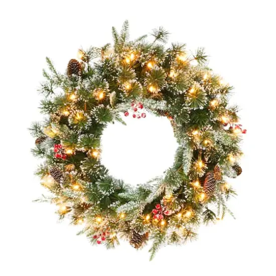 32" Pre-Lit Glittery Wreath {1}