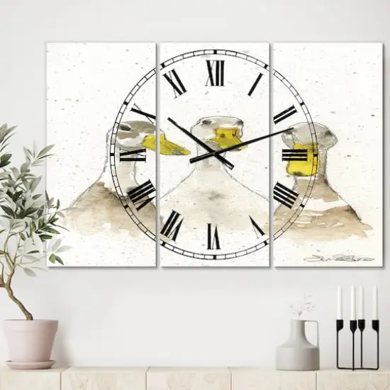 Designart Three White Ducks Farmhouse Multipanel Wall Clock {3}