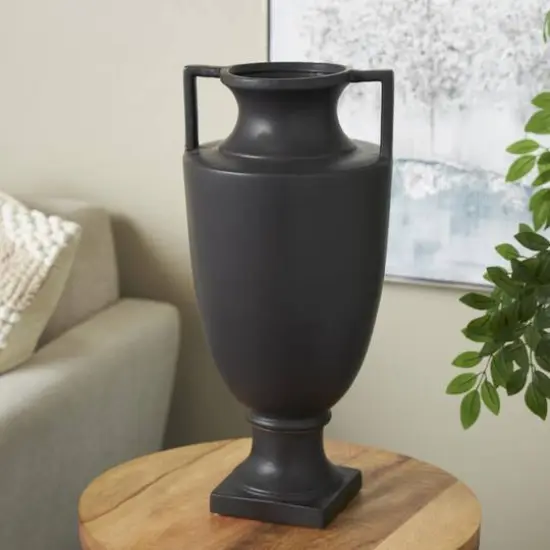 22" Black Ceramic Sleek Amphora Vase {9}