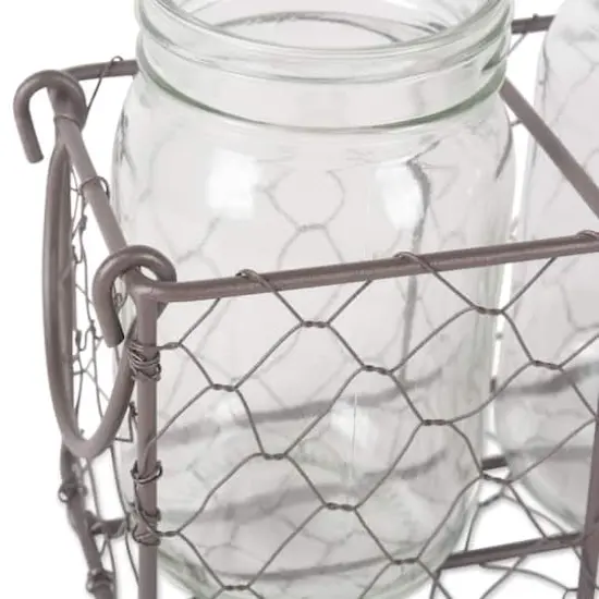 DII&reg; Rustic Chicken Wire Flatware Caddy with Clear Jars {4}