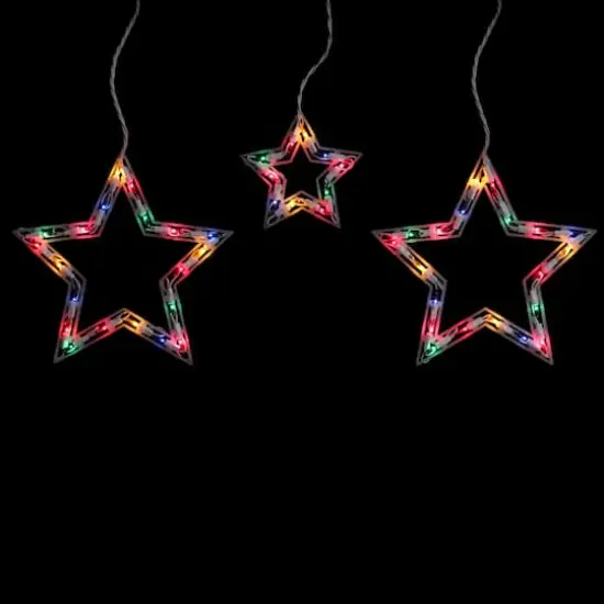 100ct. Multicolor Star Shaped Mini Icicle Lights with White Wire {3}