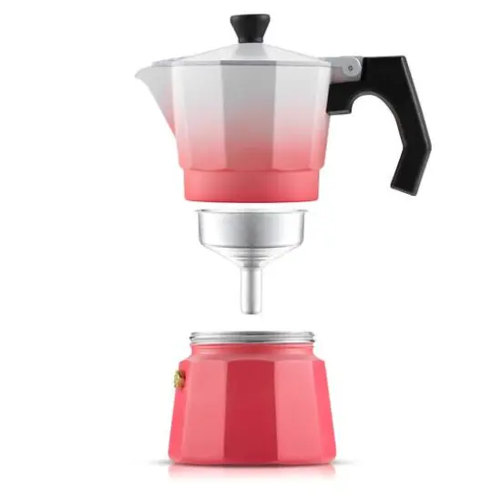 JoyJolt&reg; Italian Moka Pot 3 Cup Stovetop Aluminum Espresso Maker Pink {5}