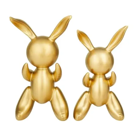 CosmoLiving by Cosmopolitan Set of 2 Gold Porcelain Glam Sculpture, 12" x 7" x 4" {1}