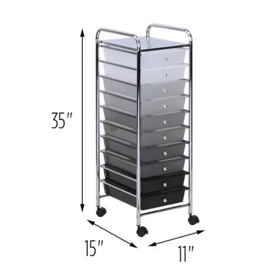 Honey Can Do 10-Drawer Grayscale Rolling Storage Cart {3}