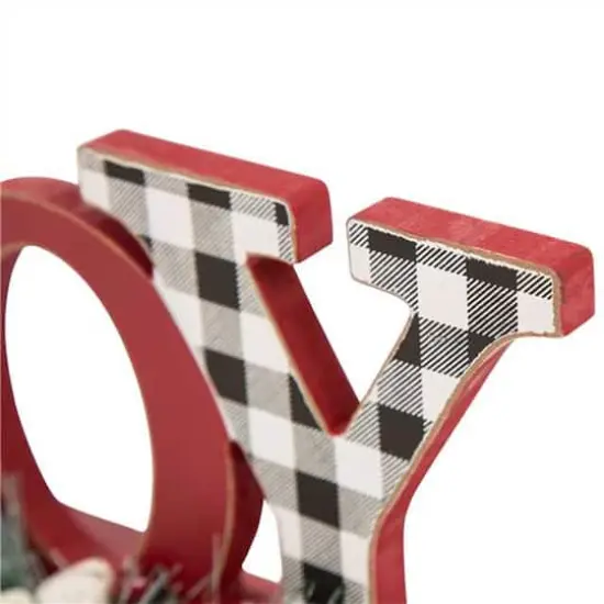 Glitzhome&reg; 11.5" Christmas Wooden Plaid JOY Tabletop D&eacute;cor {7}