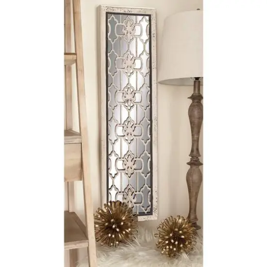 Set of 2 White Wood Glam Wall Decor, 12" x 43" {11}