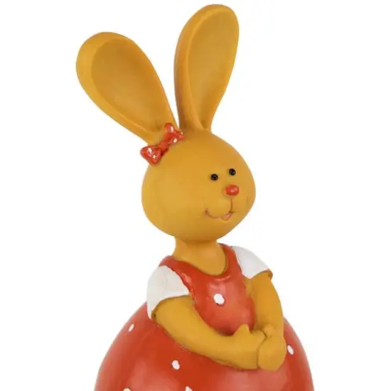 8" Bunny Girl in Polka Dot Dress Easter Outdoor Garden Statue {7}