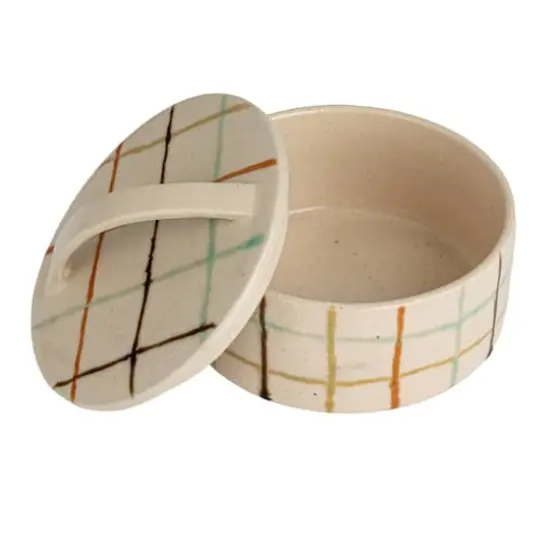 Hello Honey&reg; 5" Multicolor Mosaic Retreat Stoneware Dish with Lid {8}