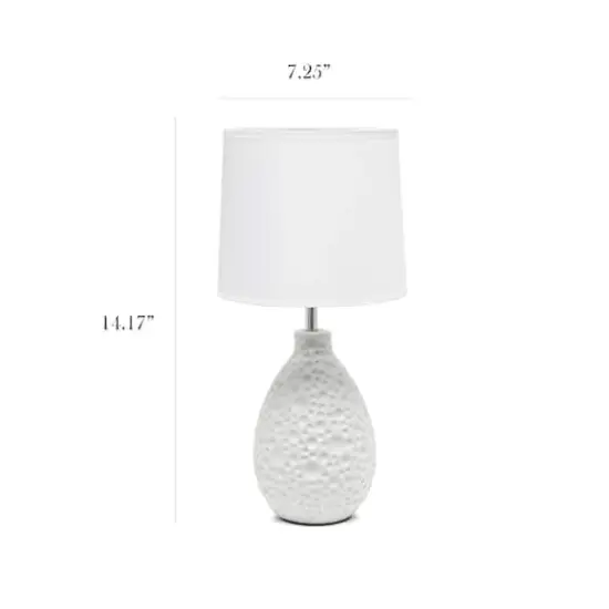 Simple Designs Textured Stucco Ceramic Oval Table Lamp White {4}