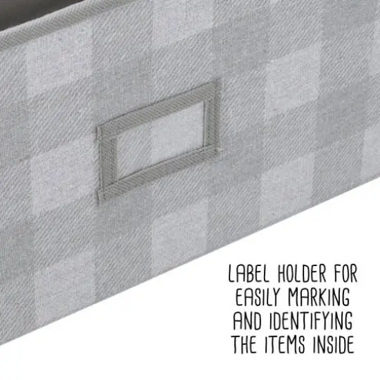 Honey Can Do Gray Plaid Large Collapsible Fabric Storage Bins With Handles Set, 3ct. {11}