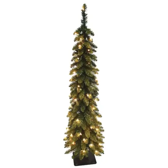 6ft. Pre-Lit Fir Artificial Pencil Christmas Tree, Clear Lights {1}