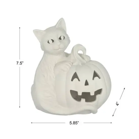7.5" DIY Ceramic LED Pumpkin & Cat D&eacute;cor by Make Market&reg; {5}