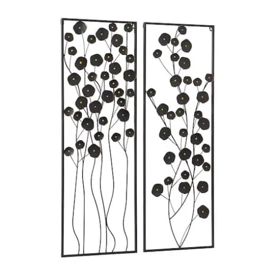 42" Black Metal Farmhouse Floral Wall D&eacute;cor Set {3}