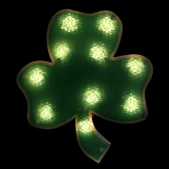 14" St. Patrick's Day Shamrock Lighted Window Silhouette Decoration {3}