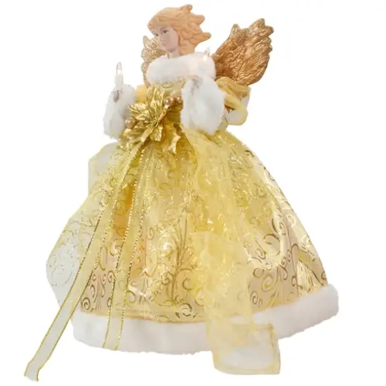 12" Lighted Gold Angel with Wings Christmas Tree Topper, Clear Lights {4}