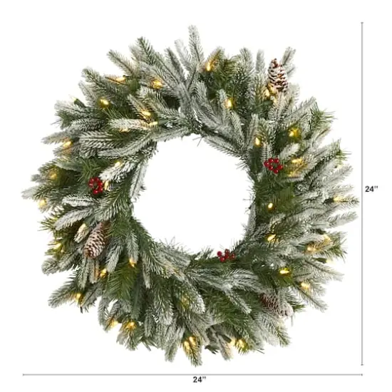 24" LED Snowed Pinecone Christmas Wreath {6}