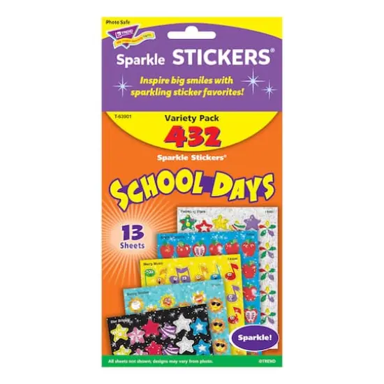 Trend Enterprises&reg; School Days Sparkle Stickers&reg; 3 Packs of 432 {4}