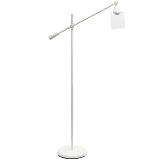 Lalia Home 4.6ft. Swing Arm Floor Lamp with Glass Cylindrical Shade White {1}