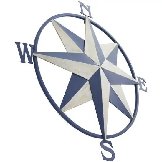 Blue & Cream Distressed Compass Wall D&eacute;cor {6}