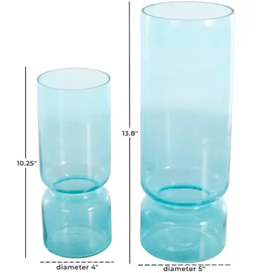 Blue Modern Round Glass Vase Set {5}