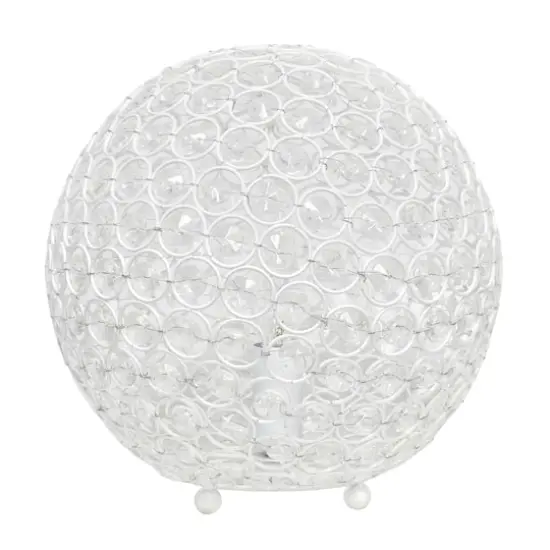 Lalia Home 10" Medium Metal Crystal Round Orb Table Lamp White {1}