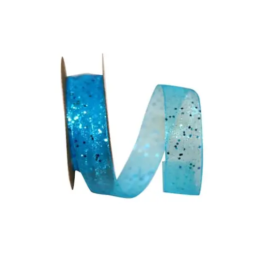 JAM Paper 5/8" x 25yd. Glitter Mono Sheer Ribbon Turquoise {1}