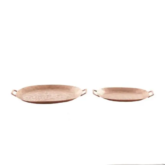 Set of 2" Bronze Aluminum Rustic Tray, 3" x 27" x 16" {3}
