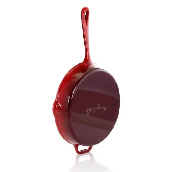 MegaChef 12" Round Red Enamel Cast Iron Skillet {8}