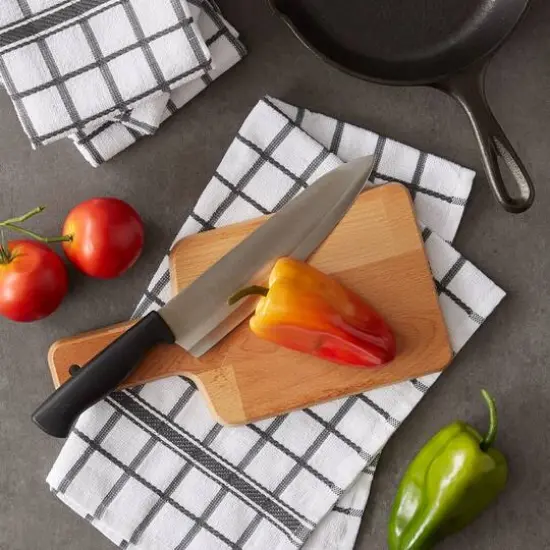 DII&reg; Mineral Gray Windowpane Terry Dishtowels, 4ct. {8}