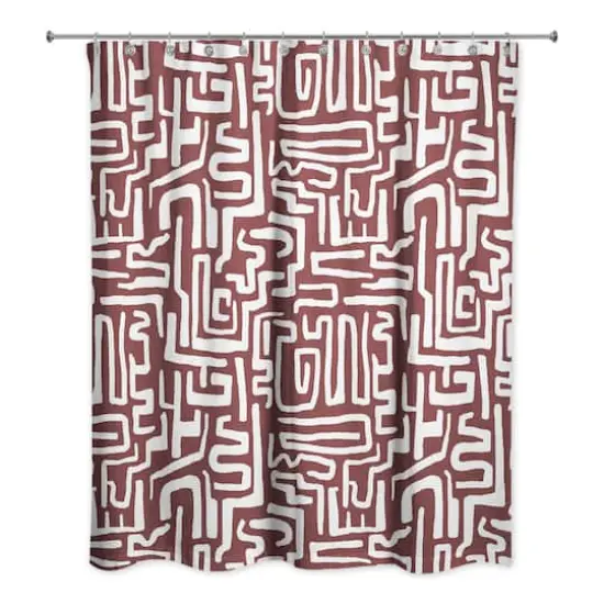 Woogly Shapes Shower Curtain Maroon {3}
