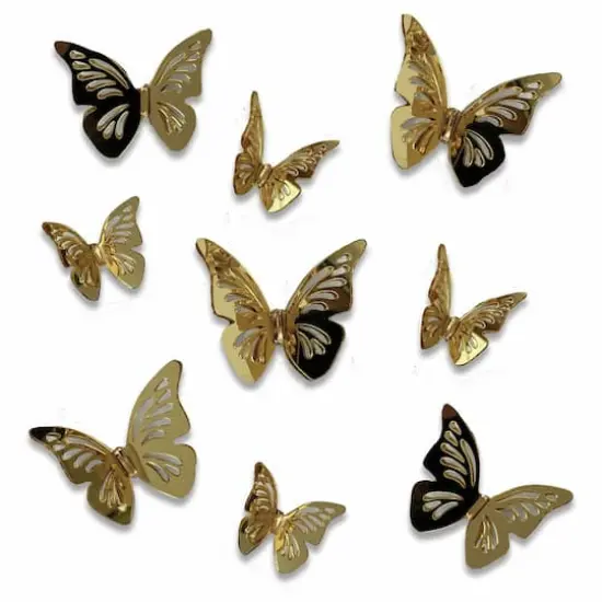 RoomMates 3D Gold Butterflies Peel & Stick Mirror Decals {1}