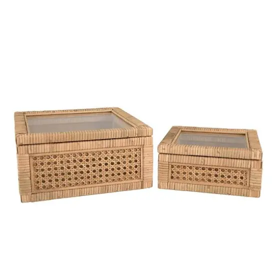 Hello Honey&reg; Cane & Rattan Display Box with Glass Lid Set {5}