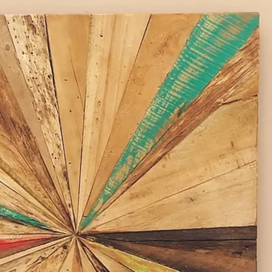 39" Brown Rustic Abstract Teak Wood Wall Decor {5}