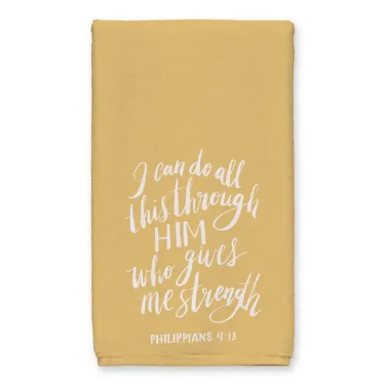 All Things Through Him Tea Towel Set Yellow {3}