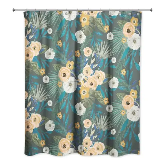 Tropical Floral Shower Curtain Green {1}