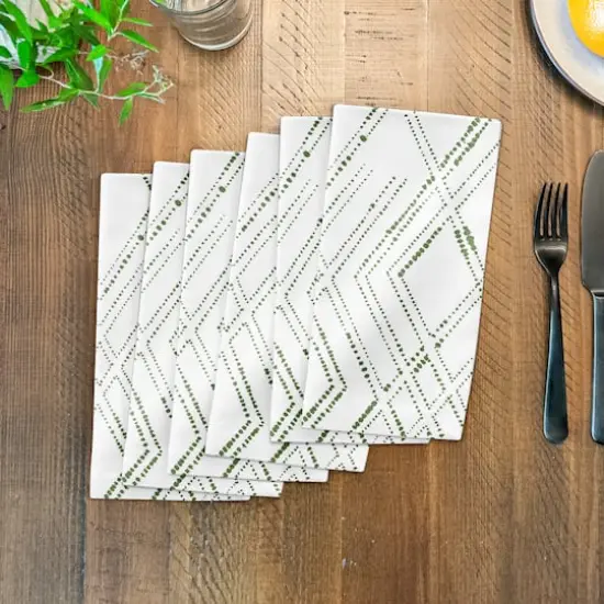Diamond Cotton Twill Napkin White and Green {4}