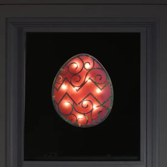 12" Lighted Pink Easter Egg Window Silhouette Decoration {4}