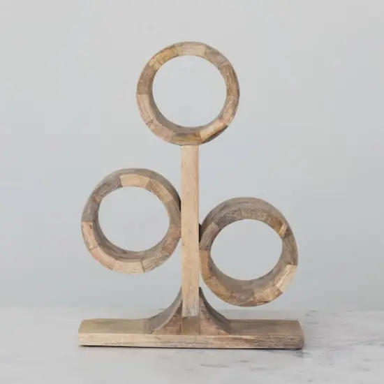 Hello Honey&reg; 15.25" Natural Mango Wood Circular Wine Rack {3}