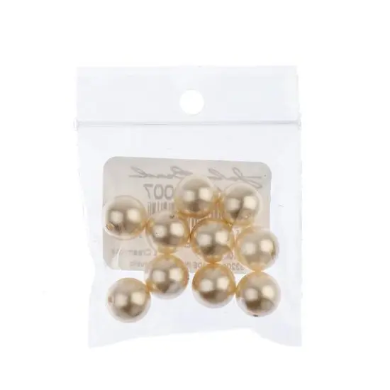 Preciosa Maxima 10mm Glass Nacre Pearls, 10ct. Creamrose {3}