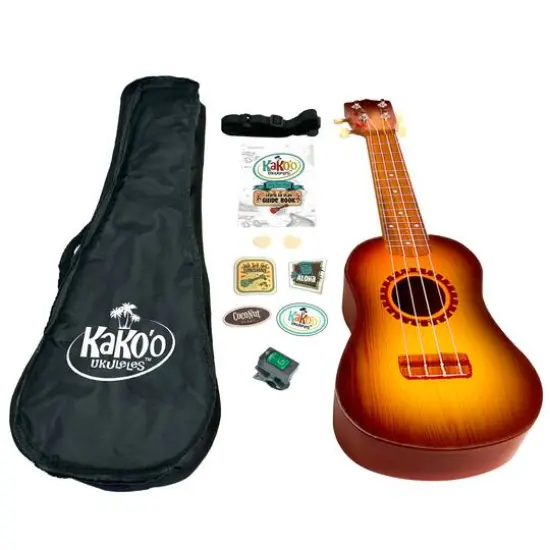 Salus KaKo'o 21" Sunburst Professional Wooden Ukulele Set {1}